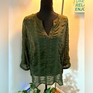 Olive Green Sheer Blouse
